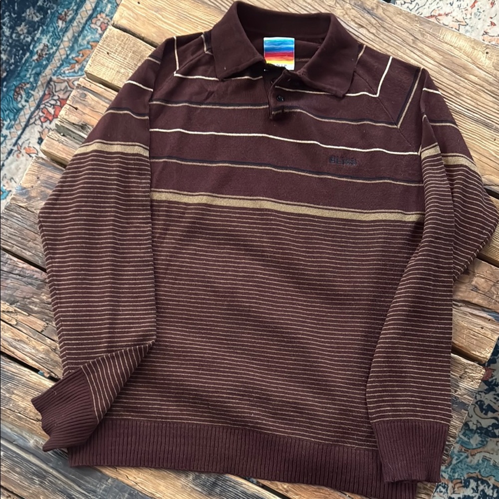 UNIF Brown Striped Knit Sweater Unisex